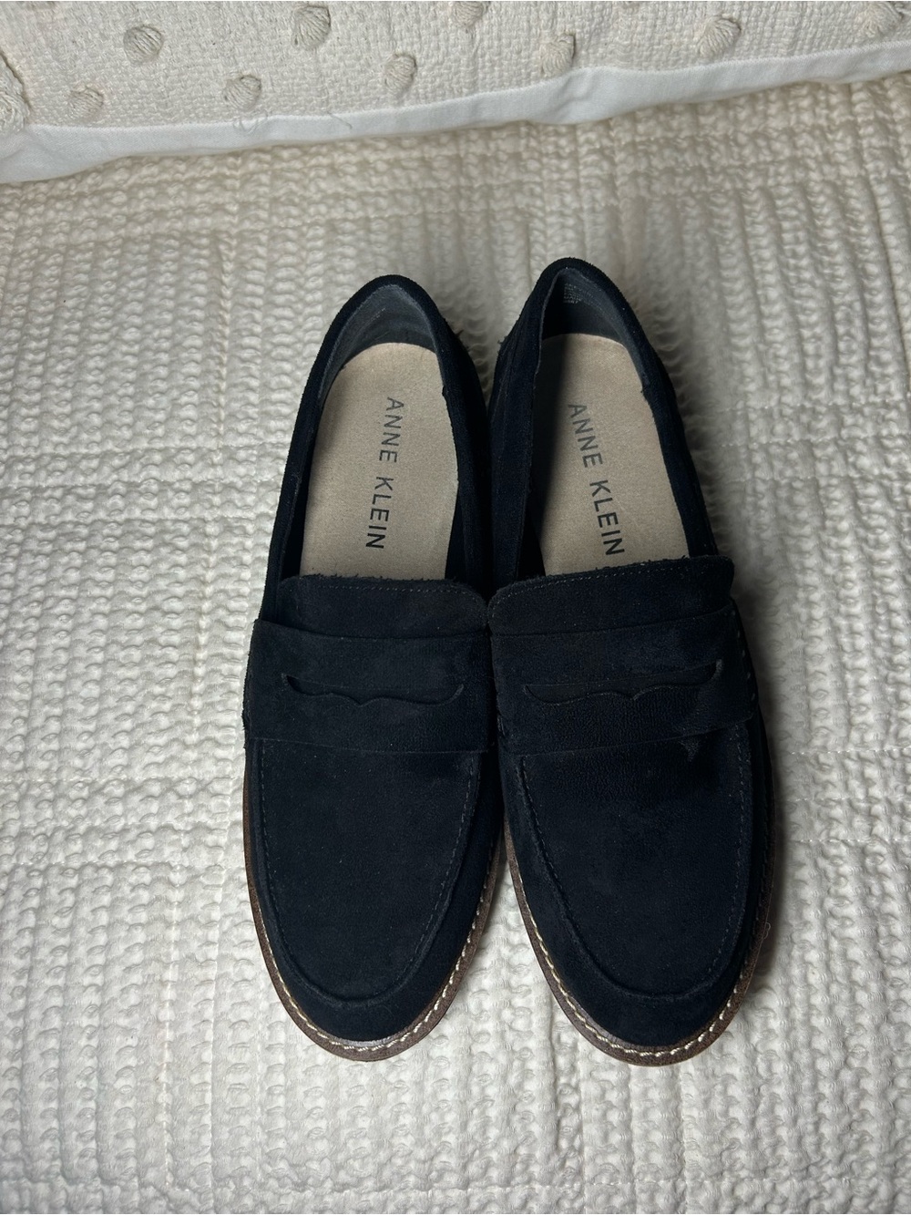 Anne Klein Black Suede Slip-On Loafer
